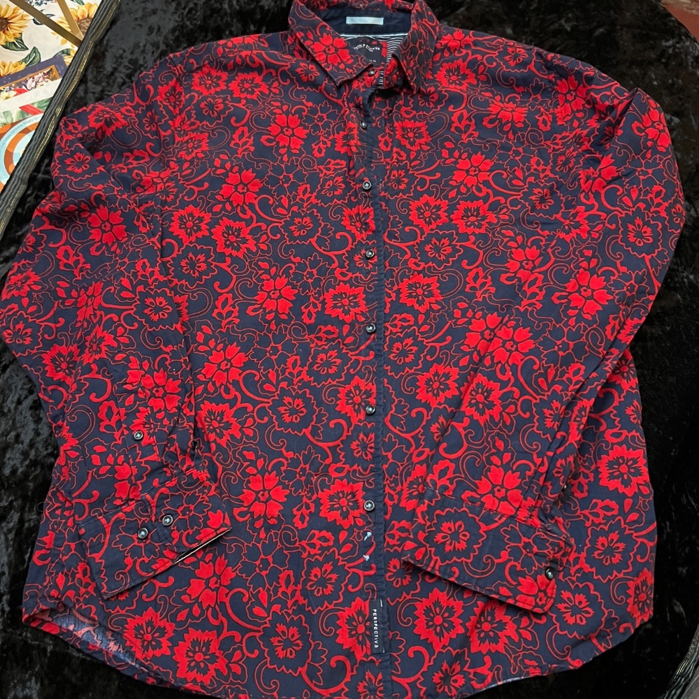 Mens Denim & Flower dress shirt